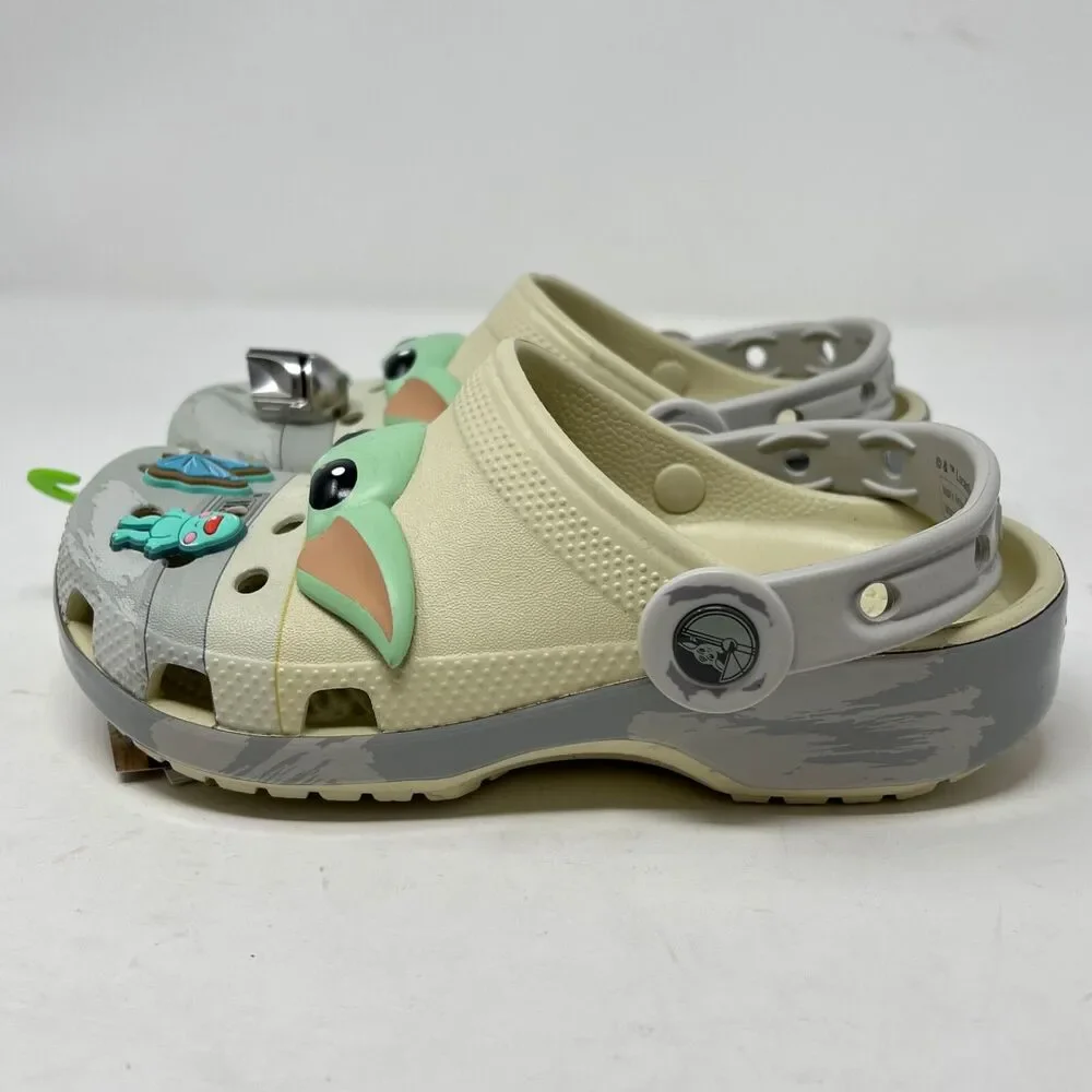 New Crocs Star Wars Baby Yoda Mandalorian Classic Clogs with Jibbitz Sz J2